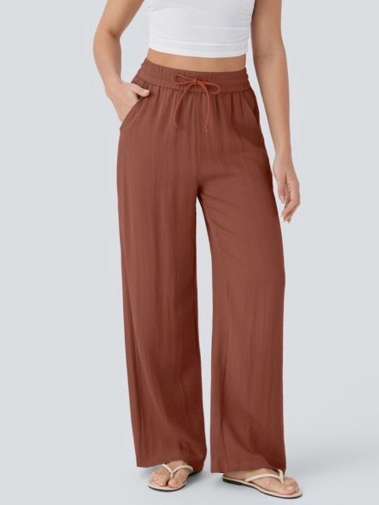 HALARA Pants - HALARA Brown Wide-Leg, High-Waist, Drawstring Pants - Size Large Tall